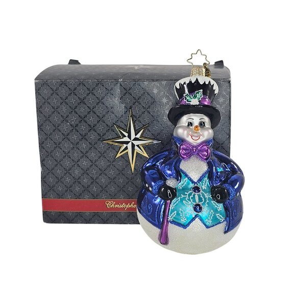 Christopher Radko Mayor Snowfrost Blown Glass Ornament Christmas Snowman - Picture 1 of 9